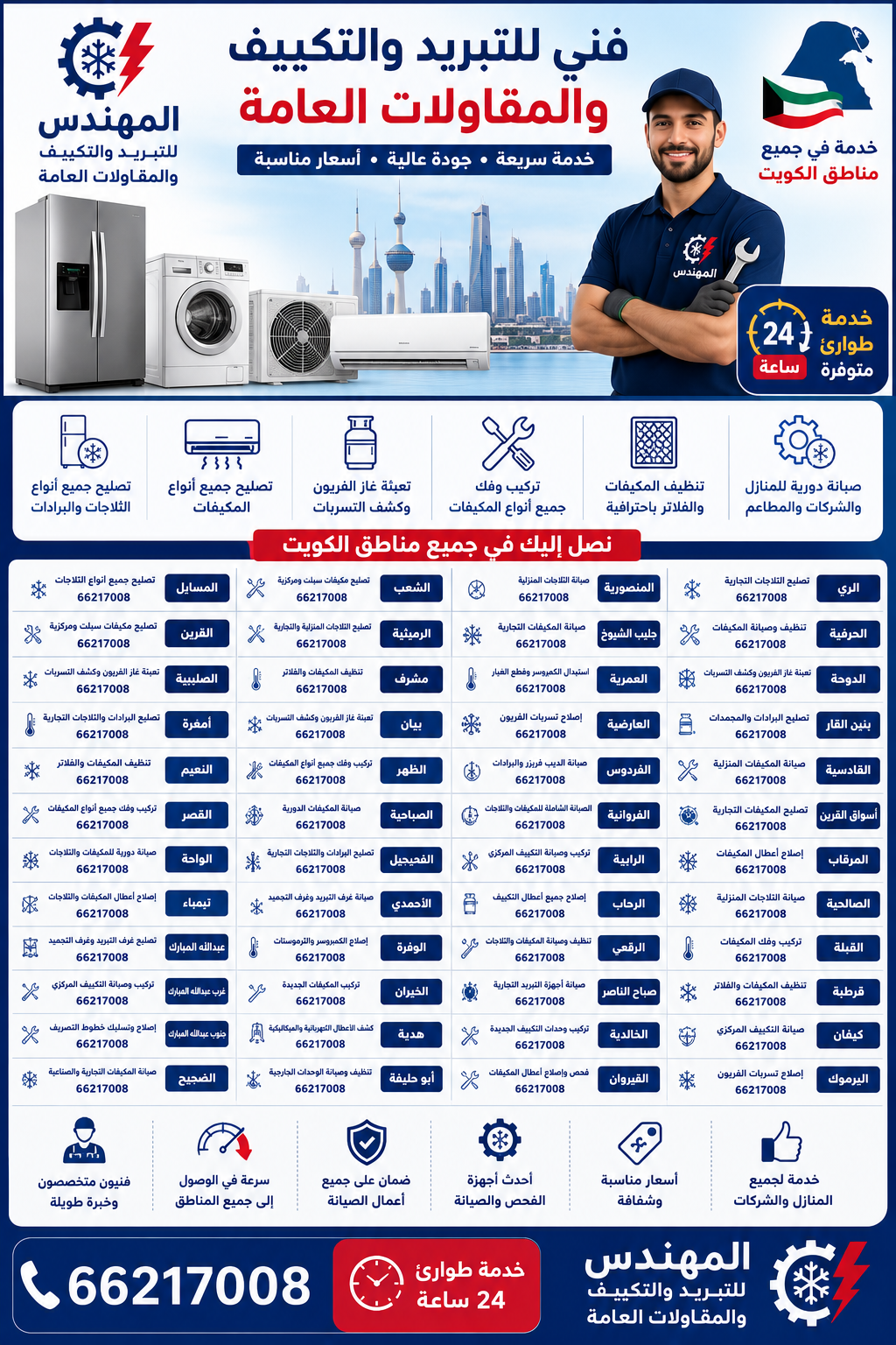 خدمات فني للتبريد والتكييف والمقاولات العامة في الكويت