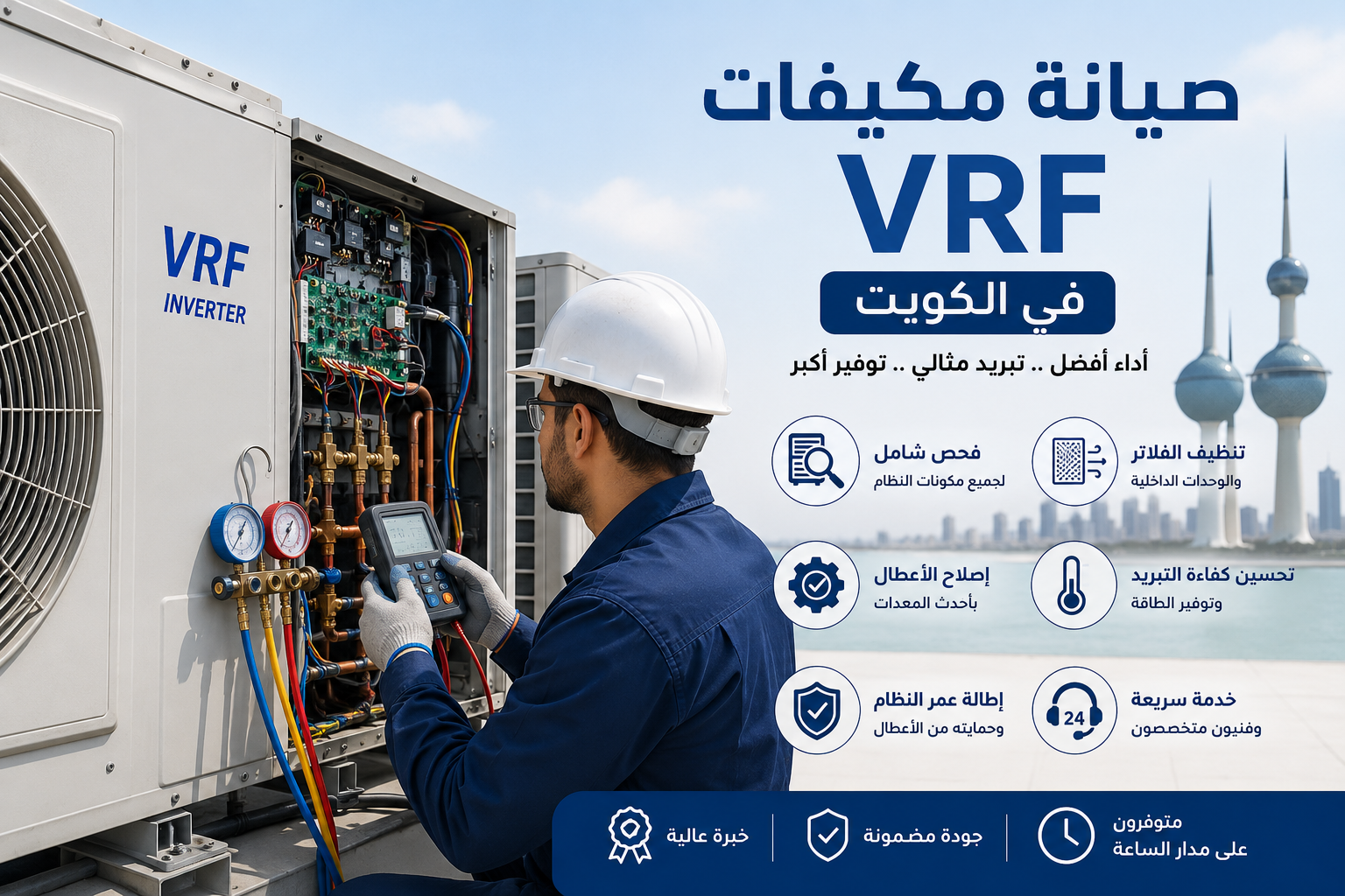 صيانة نظام التكييف المتعدد الوحدات VRF في الكويت