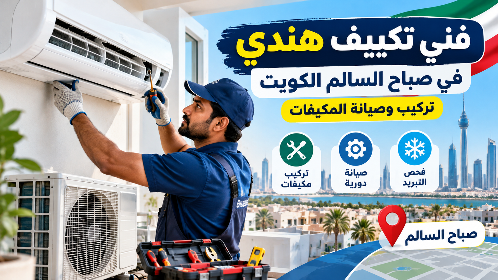 فني تكييف هندي لتركيب وصيانة المكيفات في صباح السالم الكويت